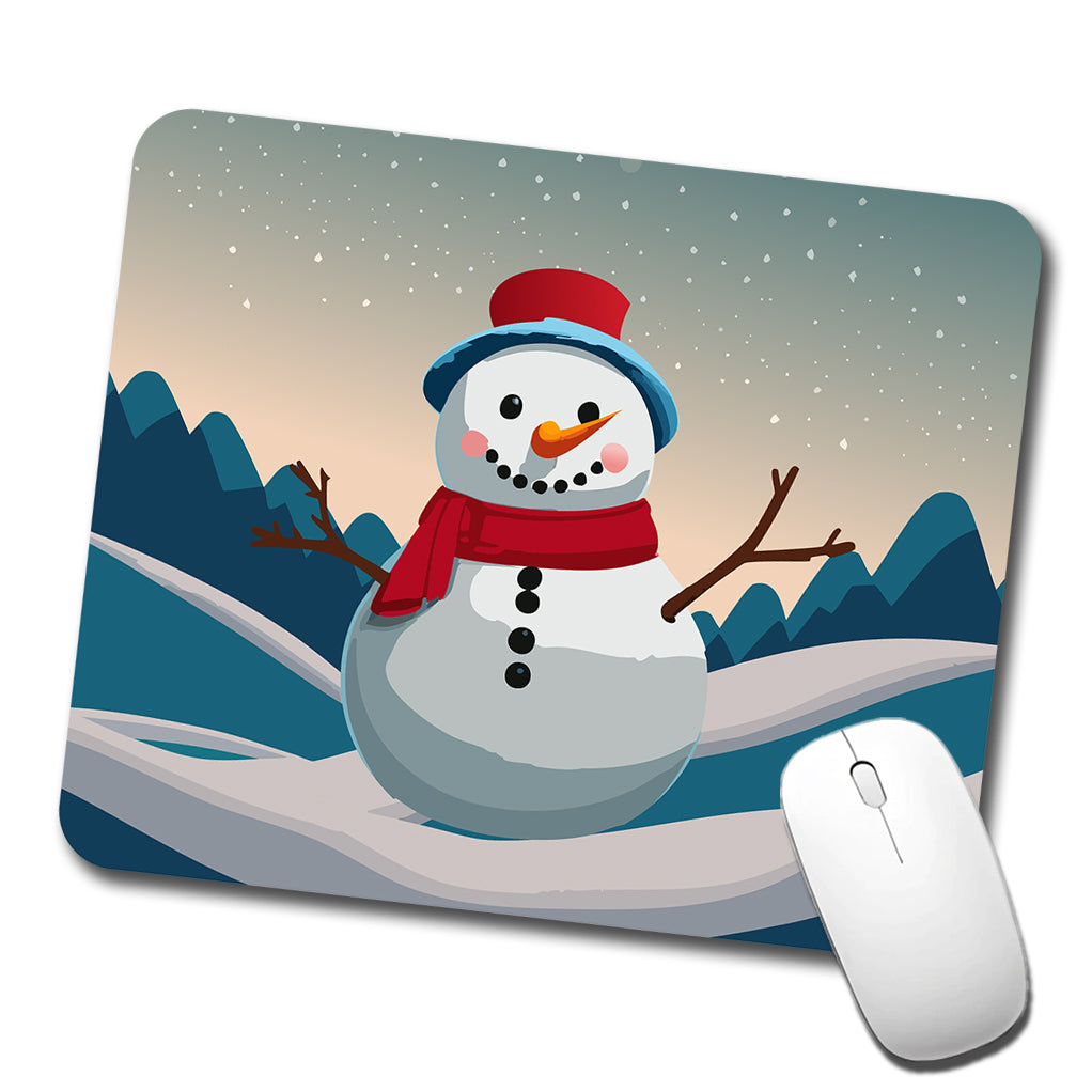 Snowman Happy Winter Christmas Low Profile Mouse Pad Mat