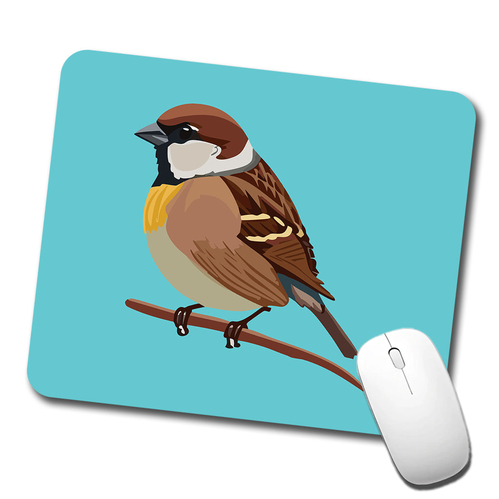 Sparrow Bird on Branch Low Profile Mouse Pad Mat