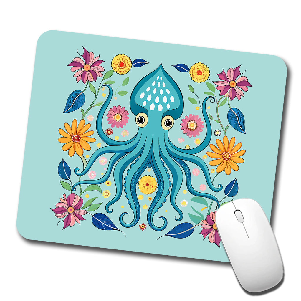 Squid Floral Flowers Low Profile Mouse Pad Mat