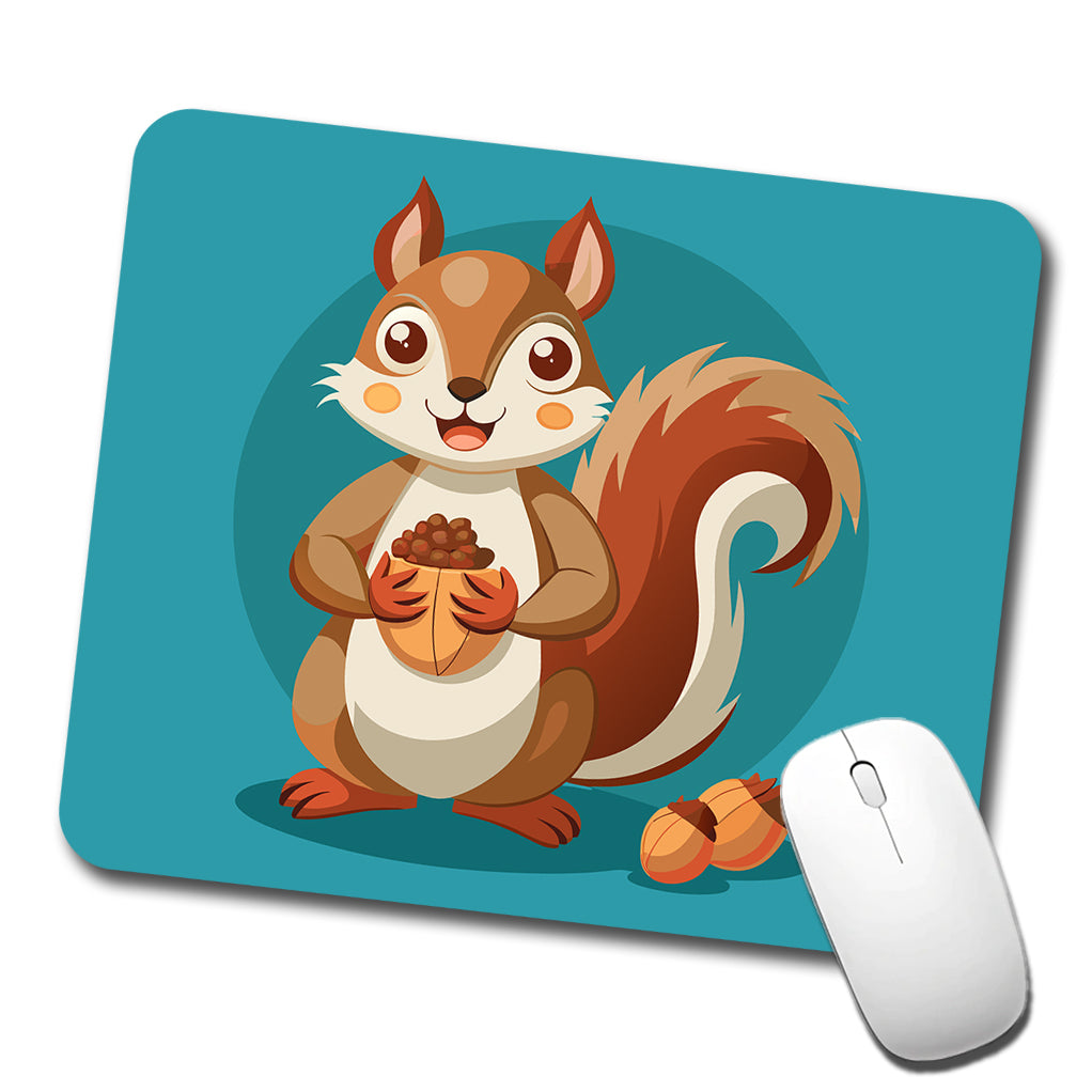 Squirrel with Nuts Smiling Low Profile Mouse Pad Mat