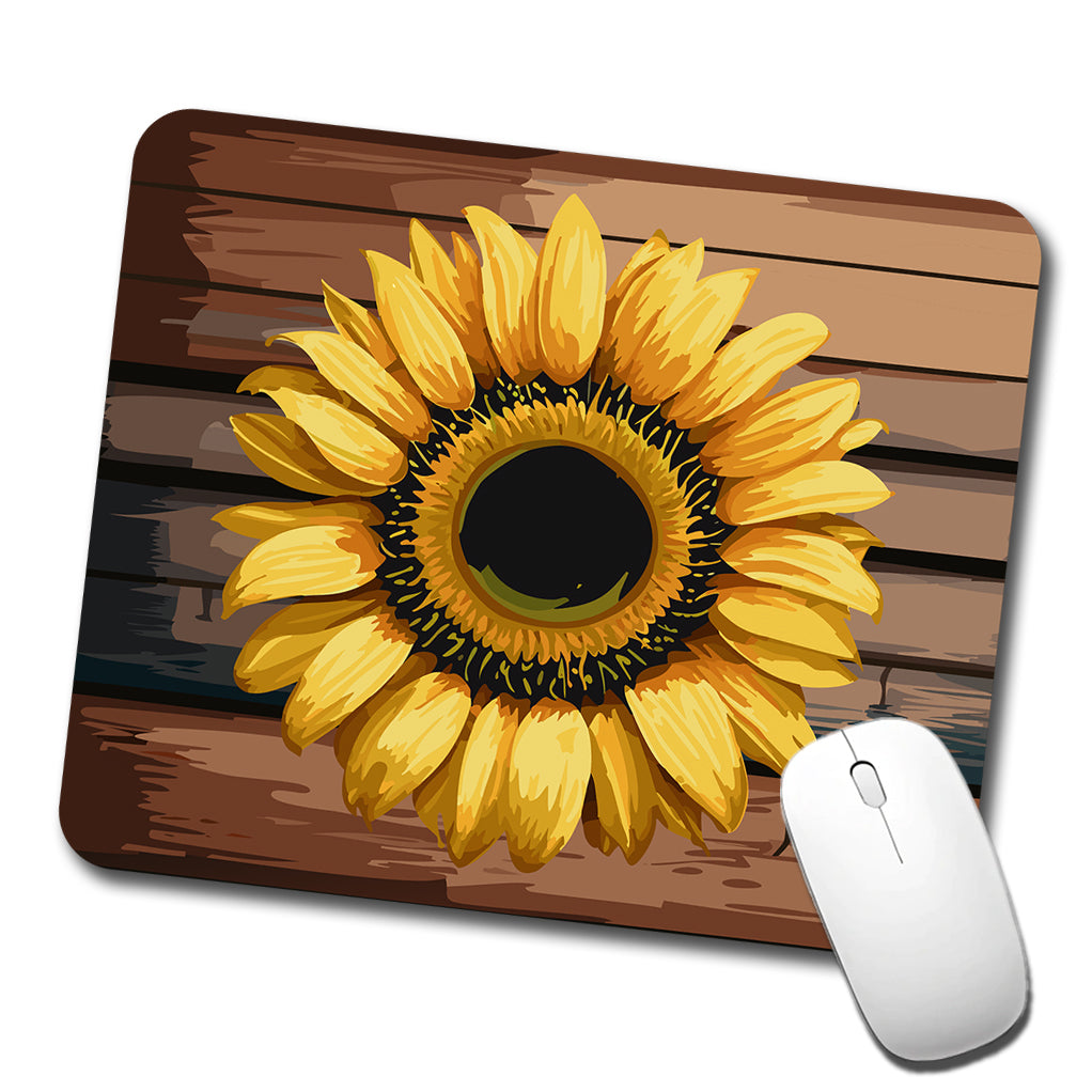 Sunflower Flower Vintage Barnwood Low Profile Mouse Pad Mat
