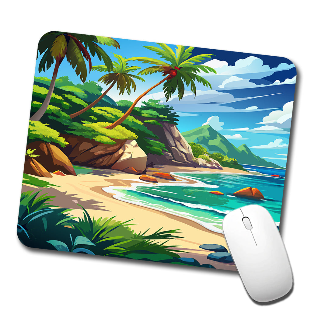 Tropical Beach Beautiful Vacation Travel Low Profile Mouse Pad Mat