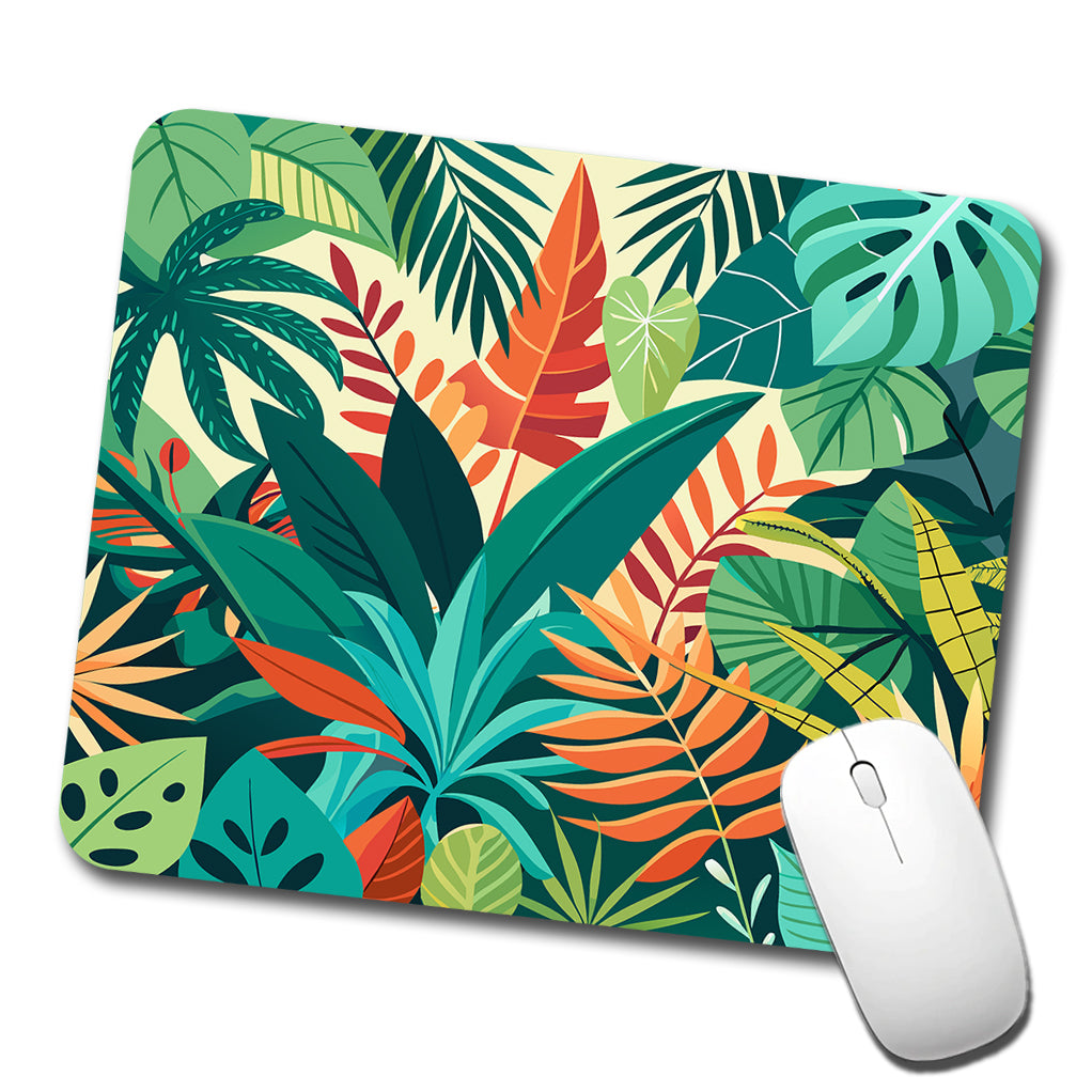Tropical Leaves Foliage Low Profile Mouse Pad Mat
