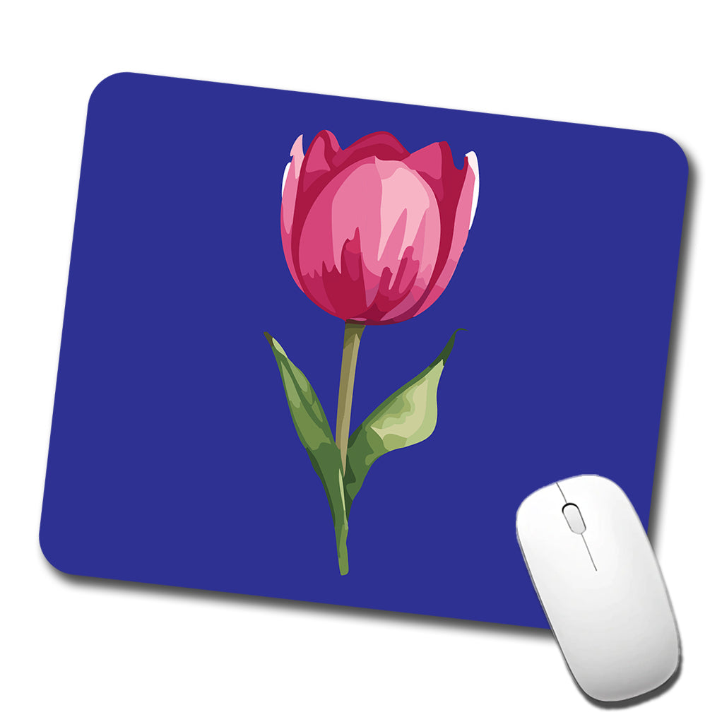 Tulip Flower Pink Watercolor Low Profile Mouse Pad Mat