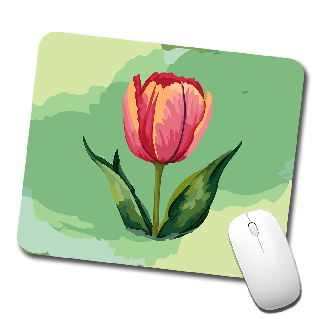 Tulip Flower Watercolor Low Profile Mouse Pad Mat