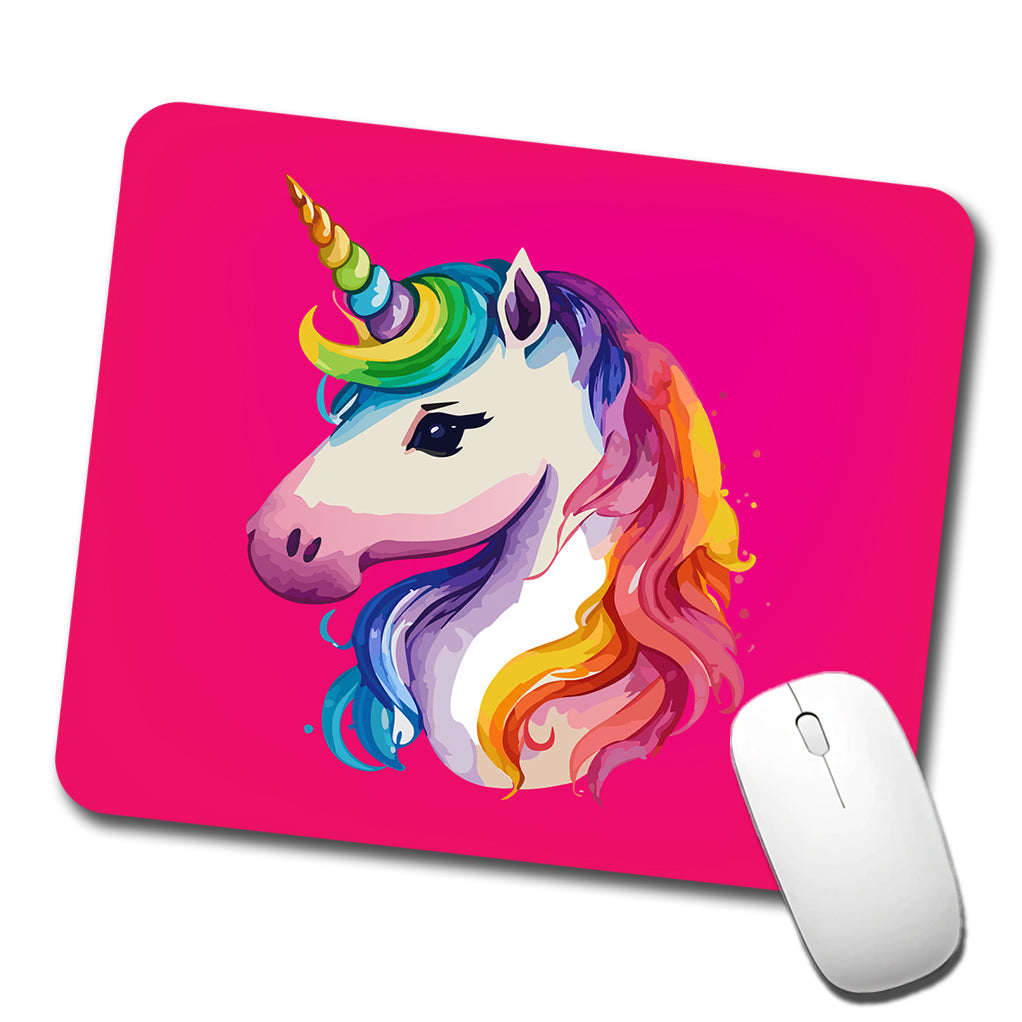 Unicorn Rainbow Hair Horn Low Profile Mouse Pad Mat