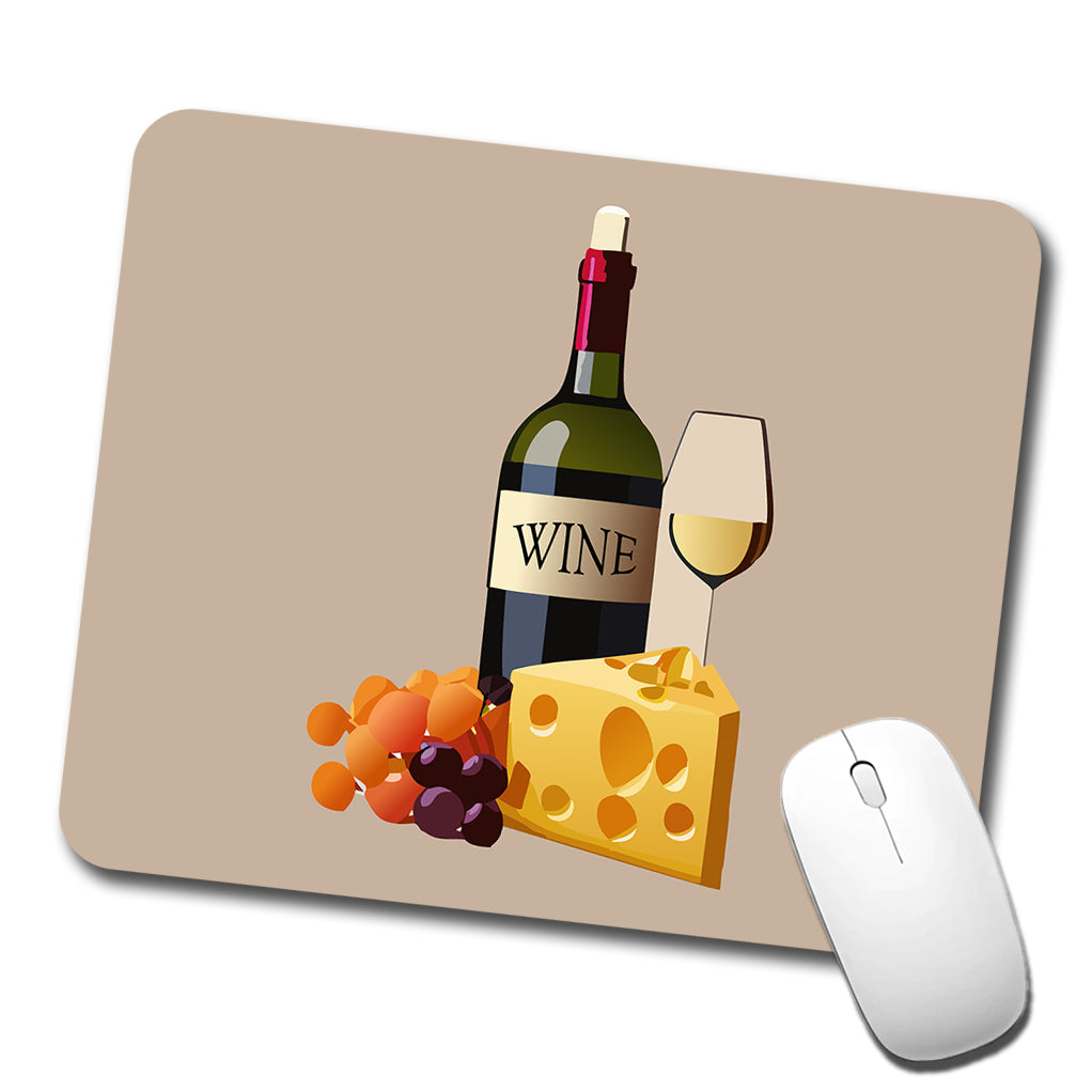 Wine Cheese Grapes Low Profile Mouse Pad Mat