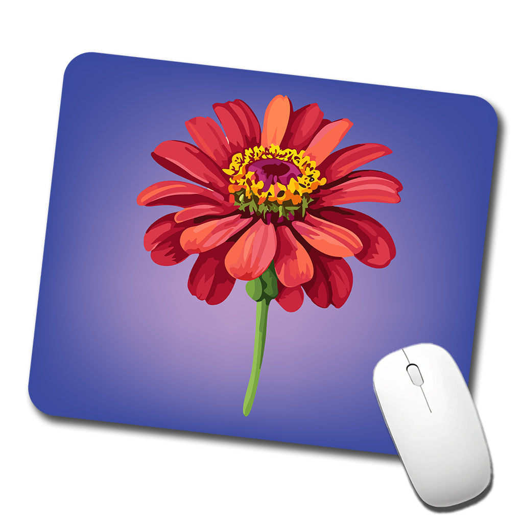 Zinnia Flower Red Watercolor Low Profile Mouse Pad Mat