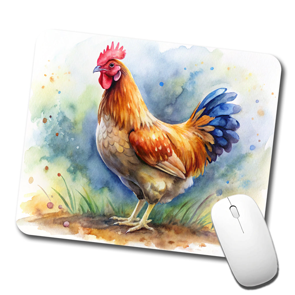 Beautiful Chicken Watercolor Low Profile Mouse Pad Mat