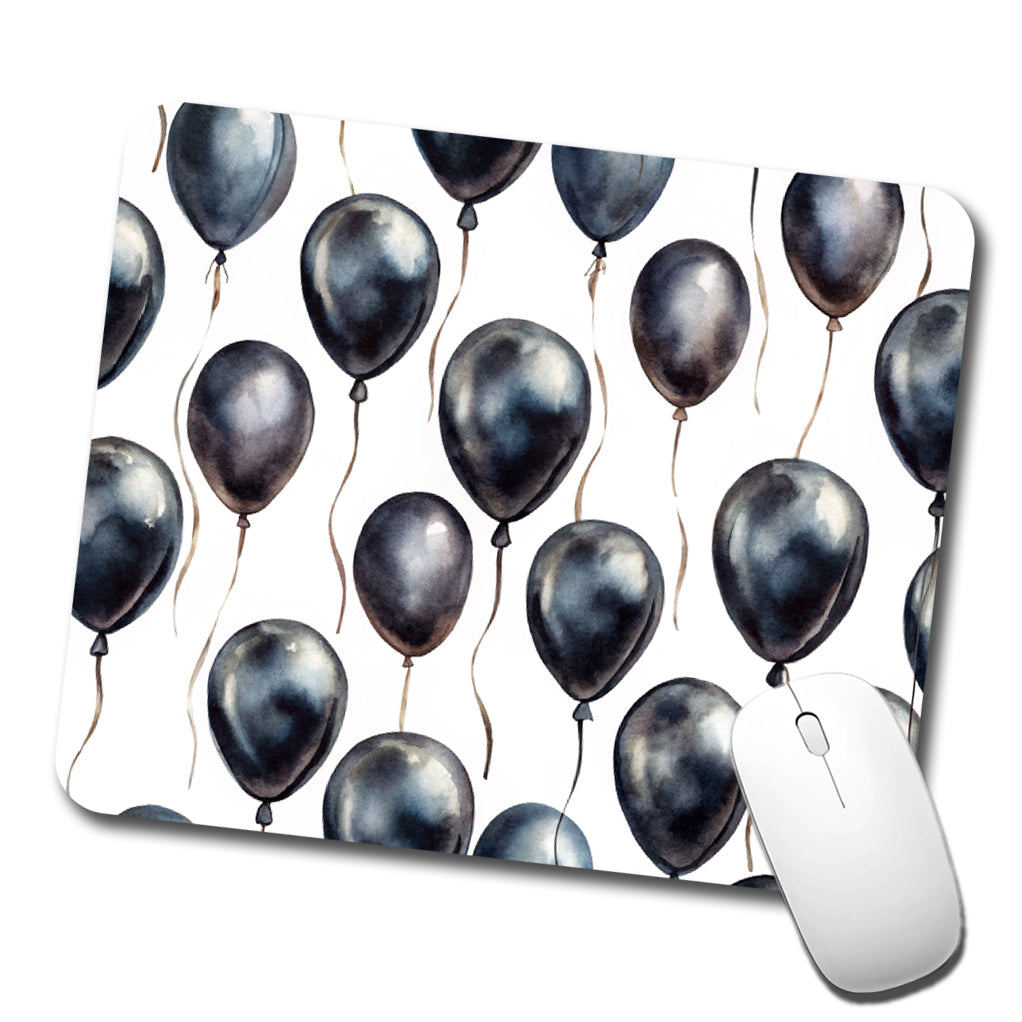 Black Balloons Watercolor Low Profile Mouse Pad Mat