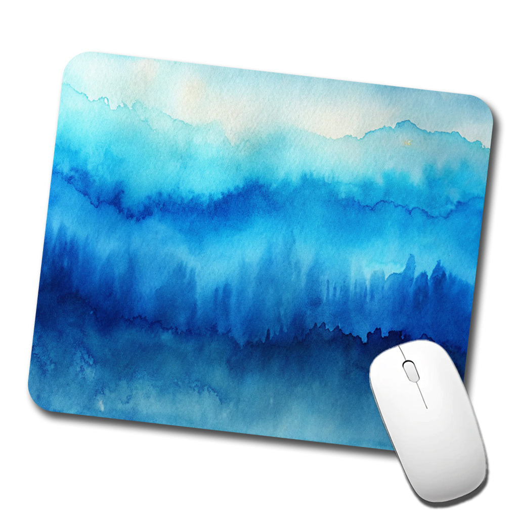 Blue Ombre Forest Watercolor Low Profile Mouse Pad Mat