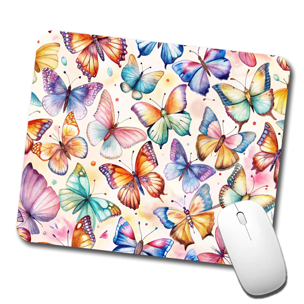 Butterflies Watercolor Low Profile Mouse Pad Mat
