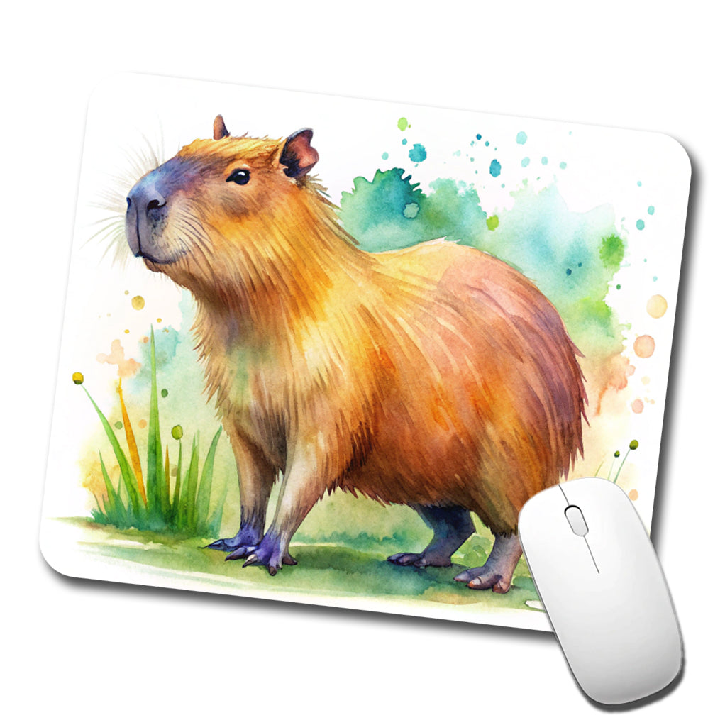 Capybara Watercolor Low Profile Mouse Pad Mat