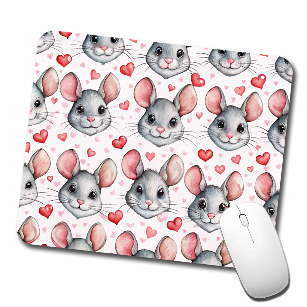 Cute Chinchilla Faces Hearts Low Profile Mouse Pad Mat