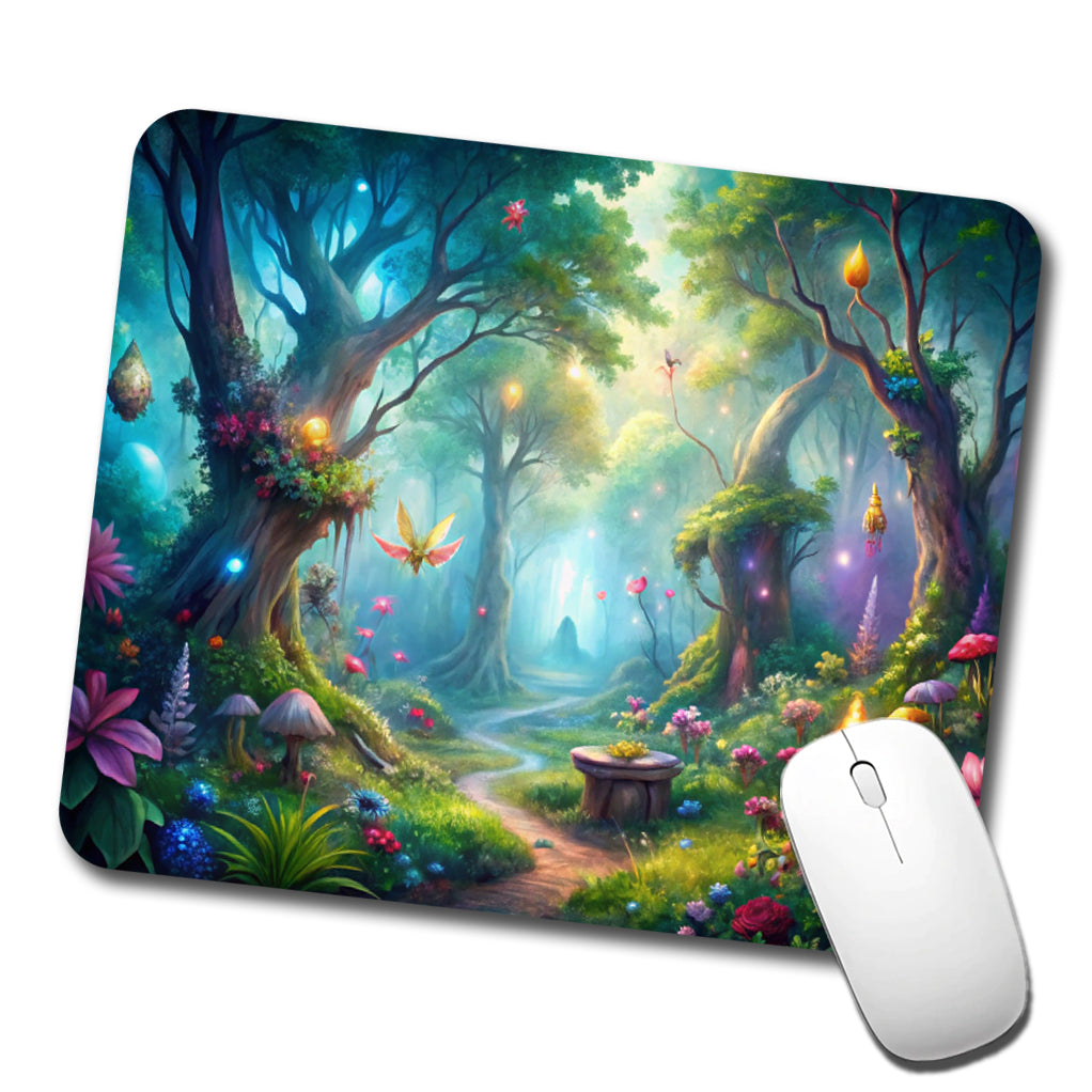 Fairy Forest Fantasy Watercolor Beautiful Low Profile Mouse Pad Mat