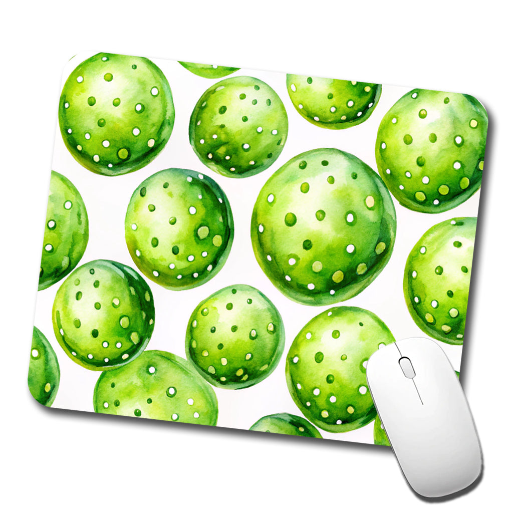 Fluorescent Green Pickleballs Low Profile Mouse Pad Mat