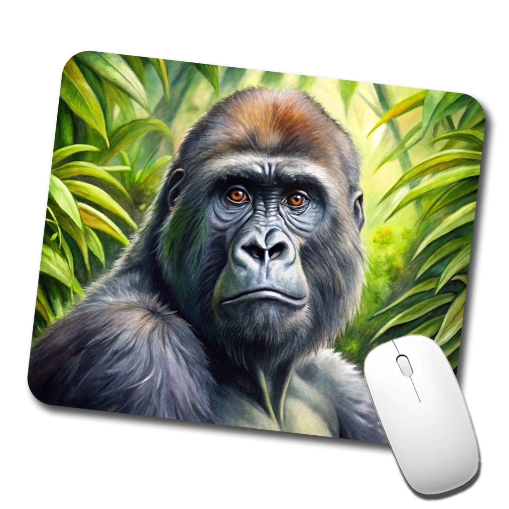 Gorilla In Rainforest Watercolor Low Profile Mouse Pad Mat