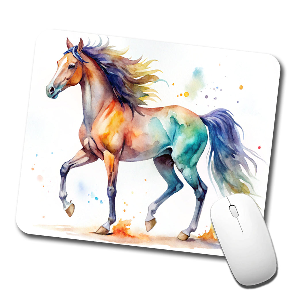 Horse Watercolor Design Low Profile Mouse Pad Mat