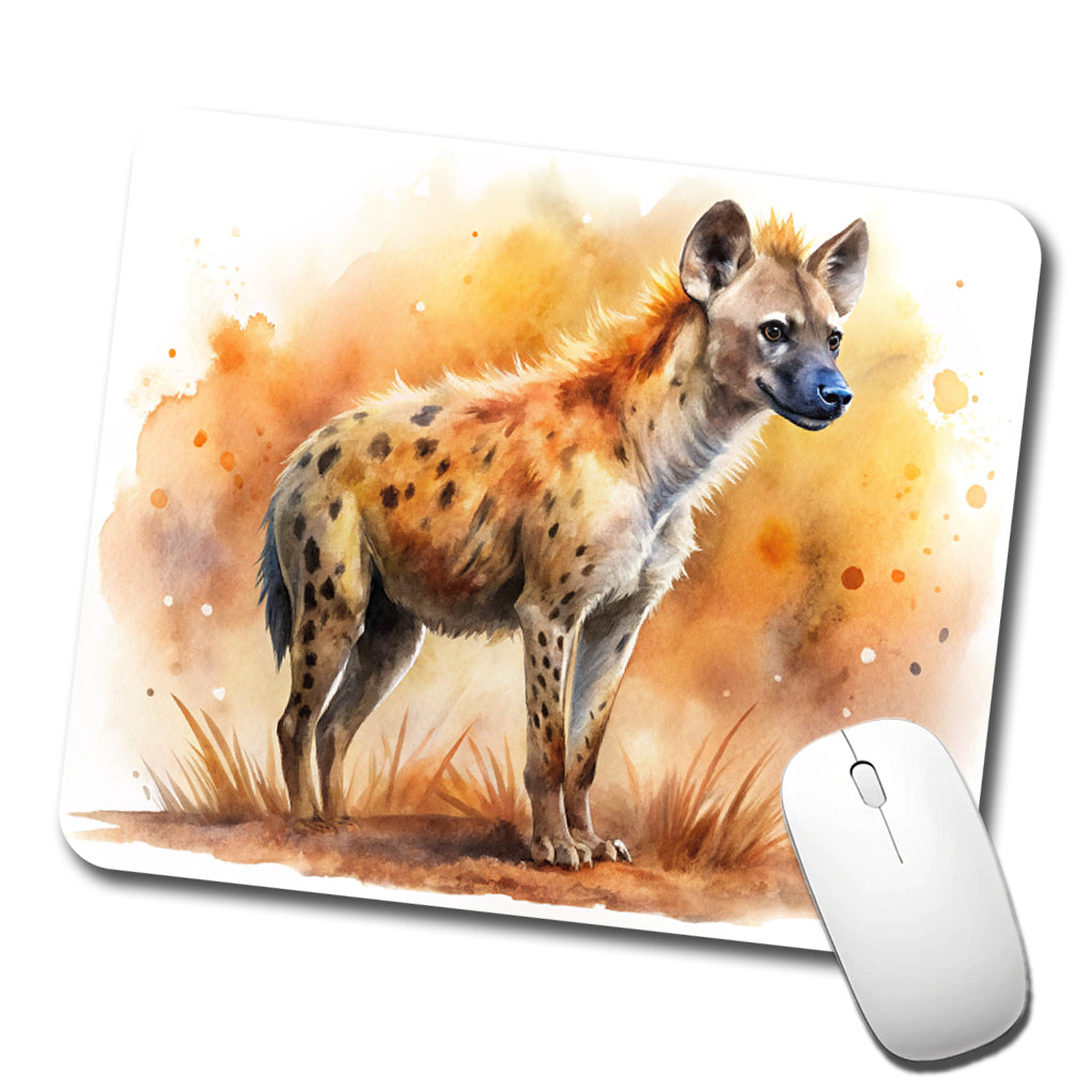 Hyena African Plain Watercolor Design Low Profile Mouse Pad Mat