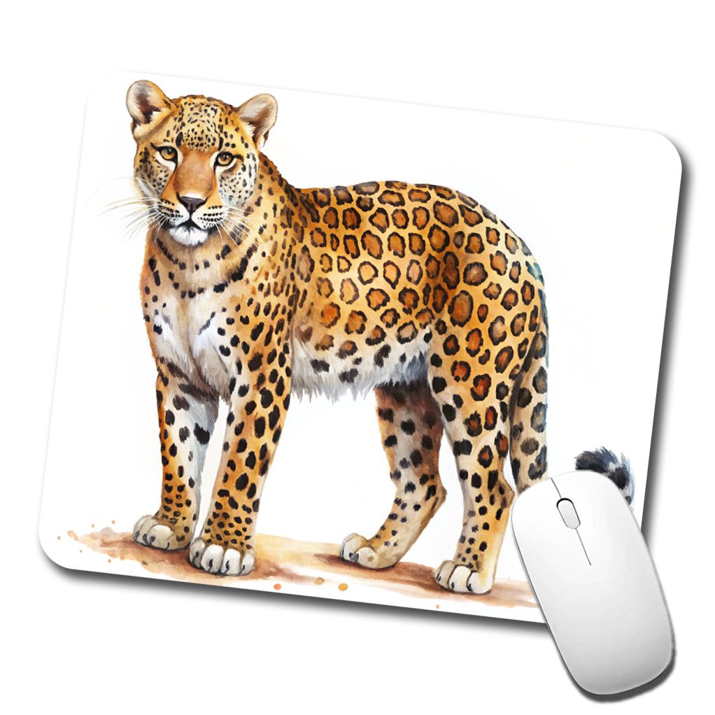Leopard Print Watercolor Low Profile Mouse Pad Mat