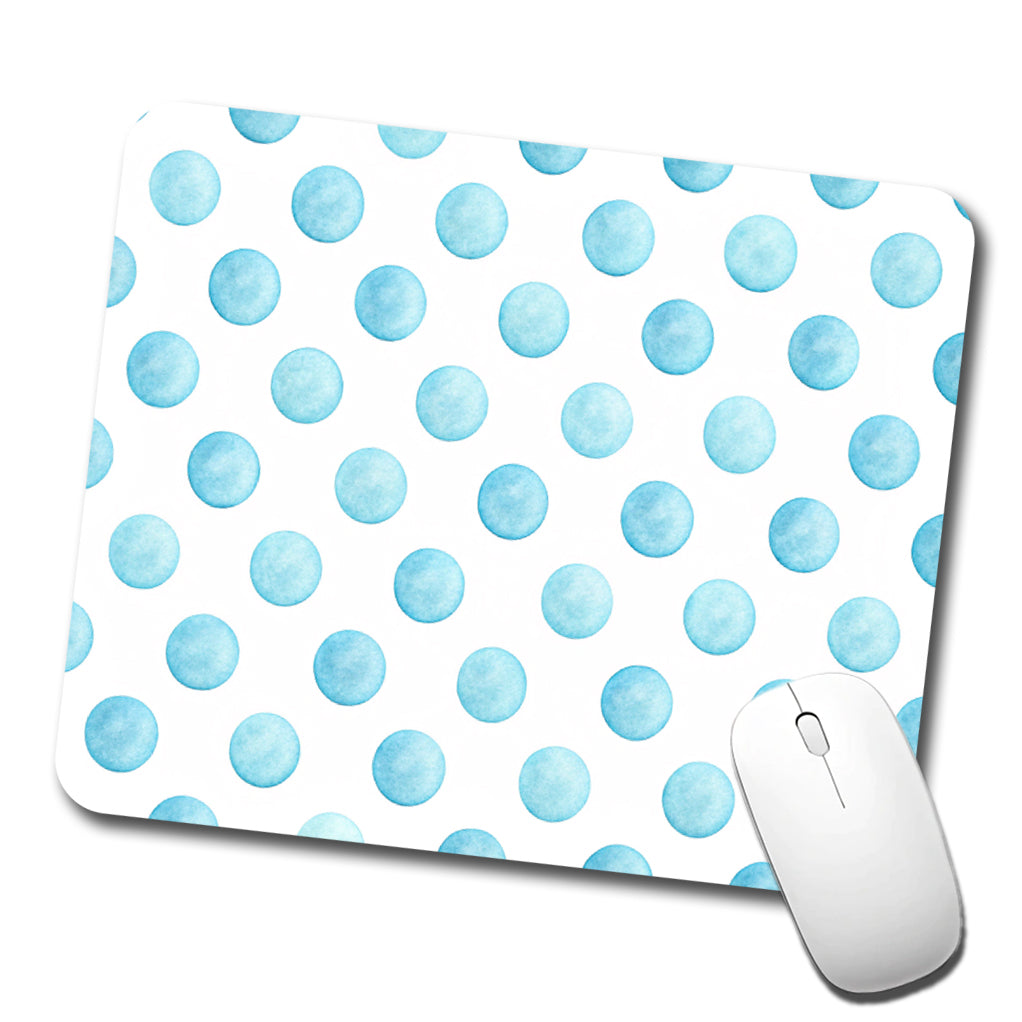Light Blue Polka Dots White Background Low Profile Mouse Pad Mat