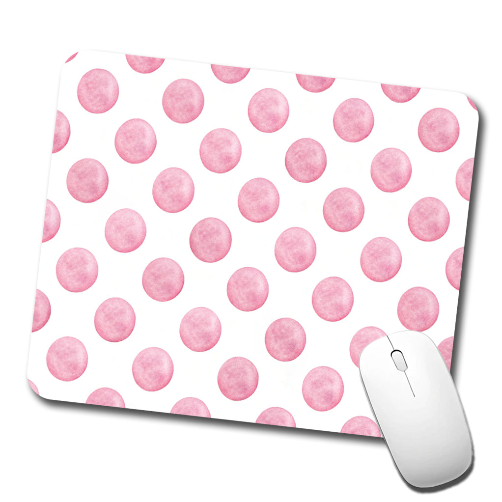 Light Pink Polka Dots White Background Low Profile Mouse Pad Mat