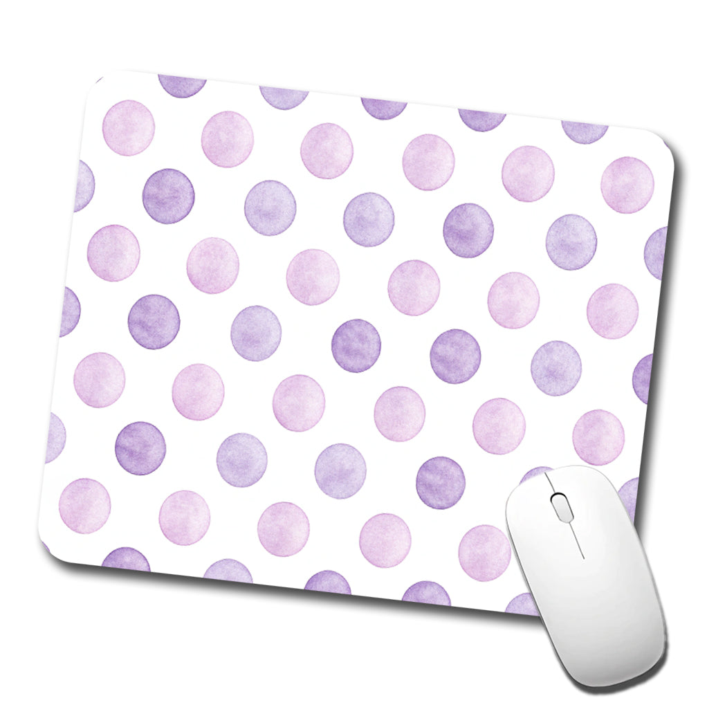 Light Purple Polka Dots White Background Low Profile Mouse Pad Mat