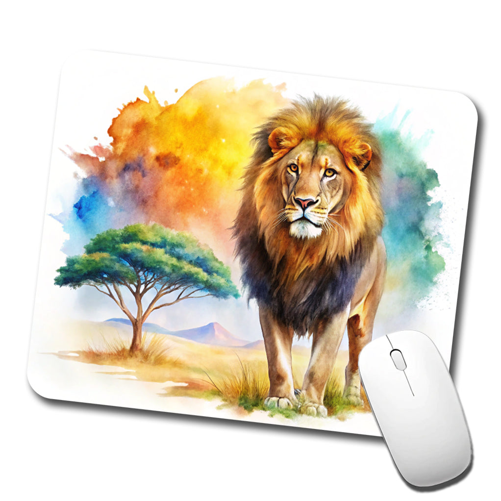 Lion African Plain Beautiful Watercolor Low Profile Mouse Pad Mat
