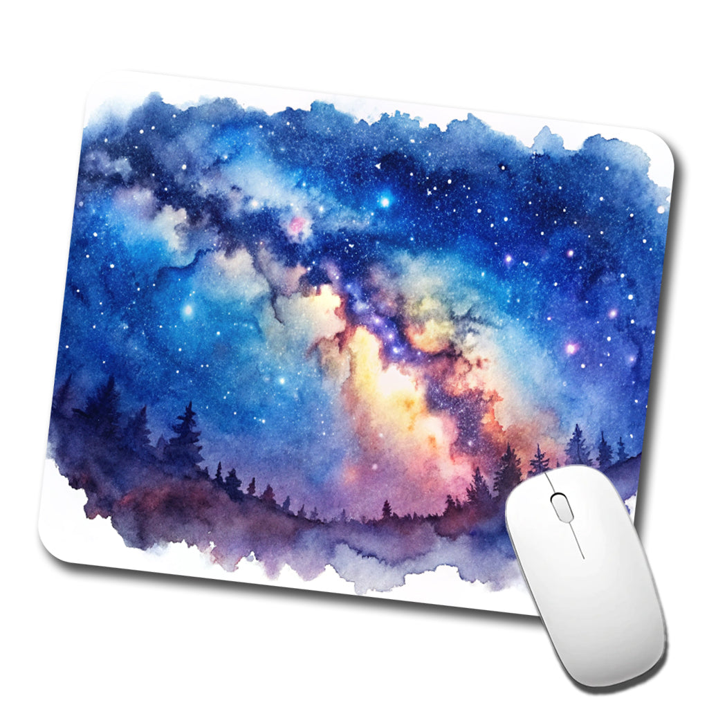 Milky Way Space Watercolor Design Stars Beautiful Low Profile Mouse Pad Mat