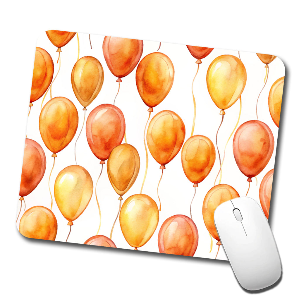 Orange Balloons Watercolor Birthday Low Profile Mouse Pad Mat