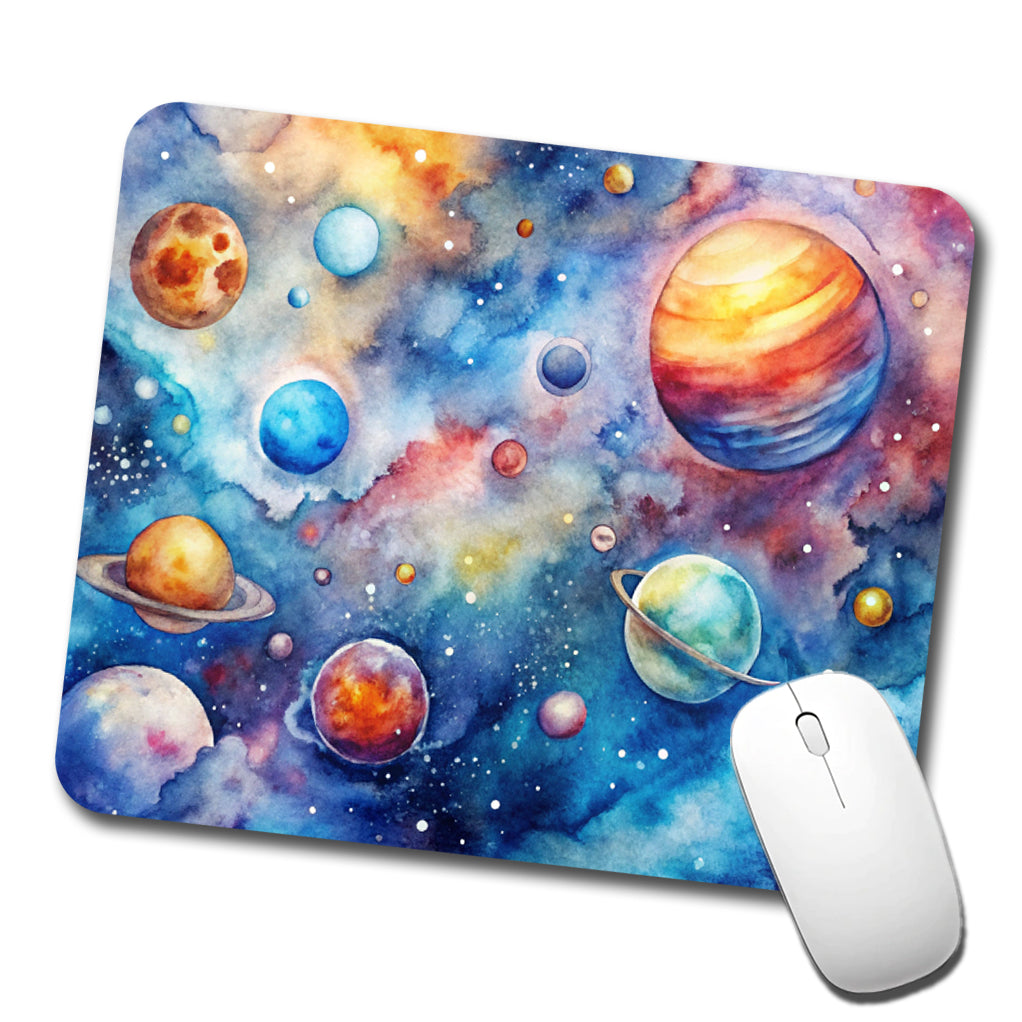 Outer Space Watercolor Astronomy Low Profile Mouse Pad Mat