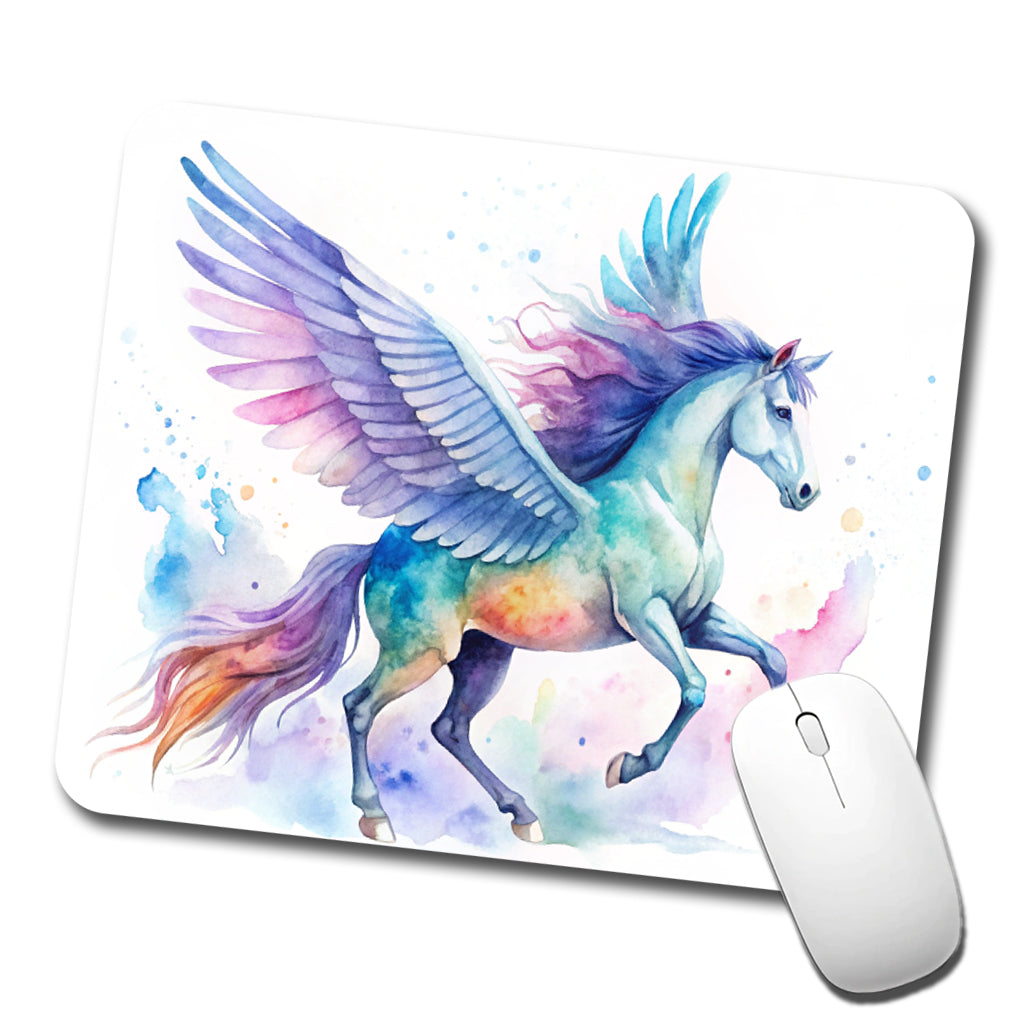 Pegasus Greek Mythology Watercolor Design Low Profile Mouse Pad Mat