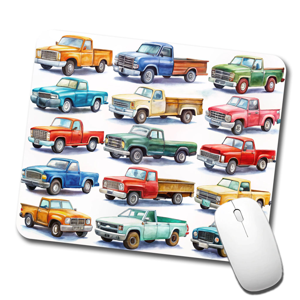 Pickup Trucks Watercolor Low Profile Mouse Pad Mat