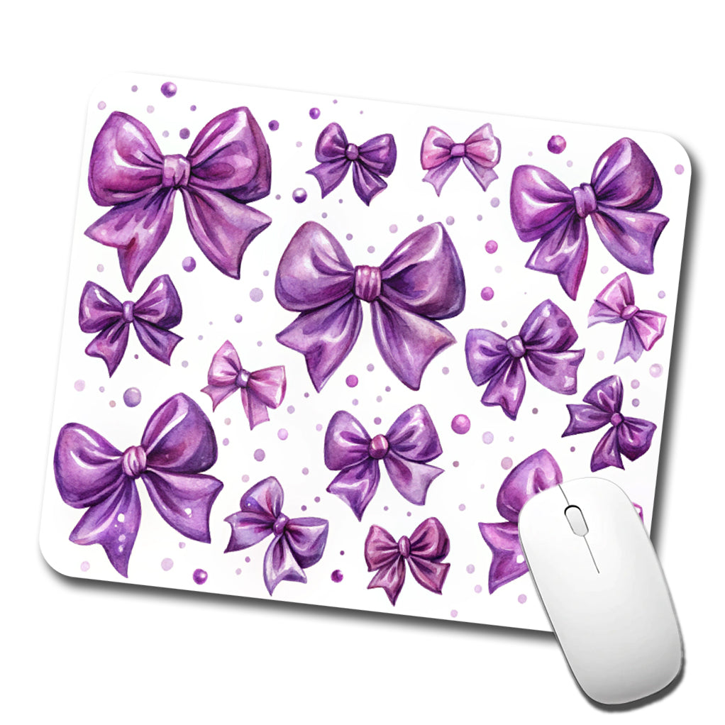 Purple Scattered Coquette Bows Watercolor Low Profile Mouse Pad Mat