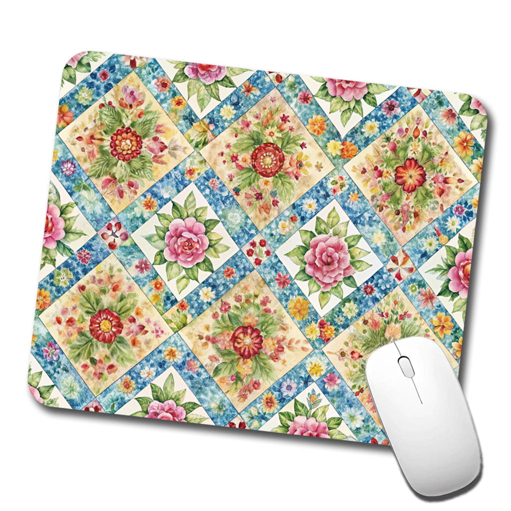 Quilt Floral Pattern Quilter Sewing Low Profile Mouse Pad Mat