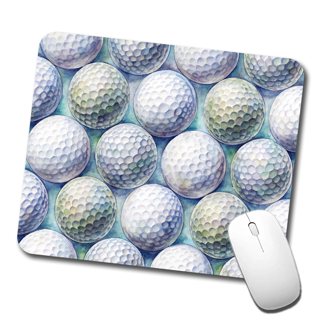 White Golf Balls Watercolor Low Profile Mouse Pad Mat