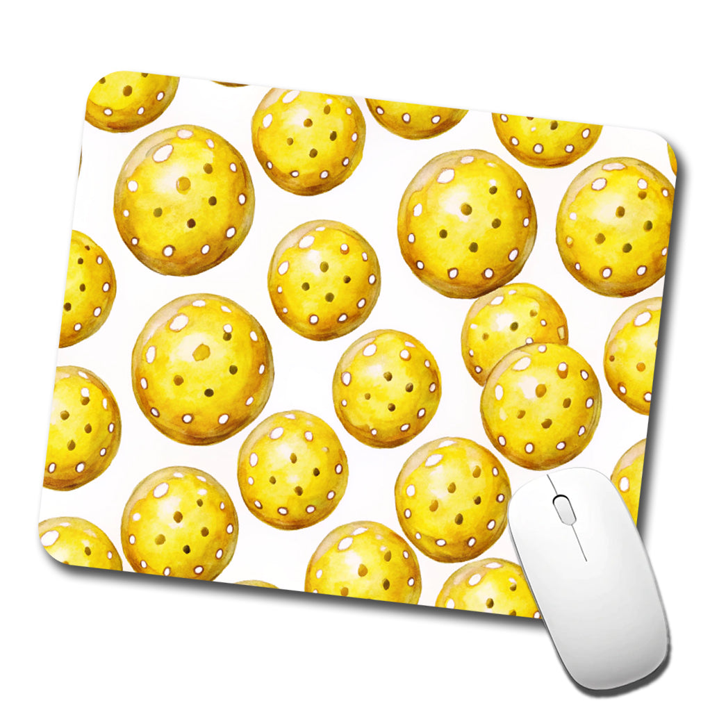 Yellow Pickleballs Watercolor Low Profile Mouse Pad Mat