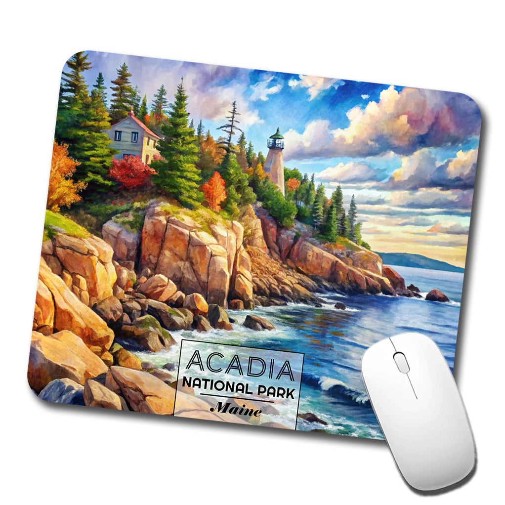 Acadia National Park Maine Watercolor Low Profile Mouse Pad Mat