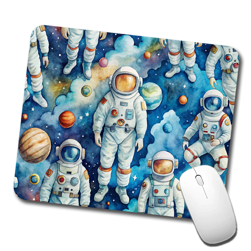 Astronauts In Space Watercolor Low Profile Mouse Pad Mat