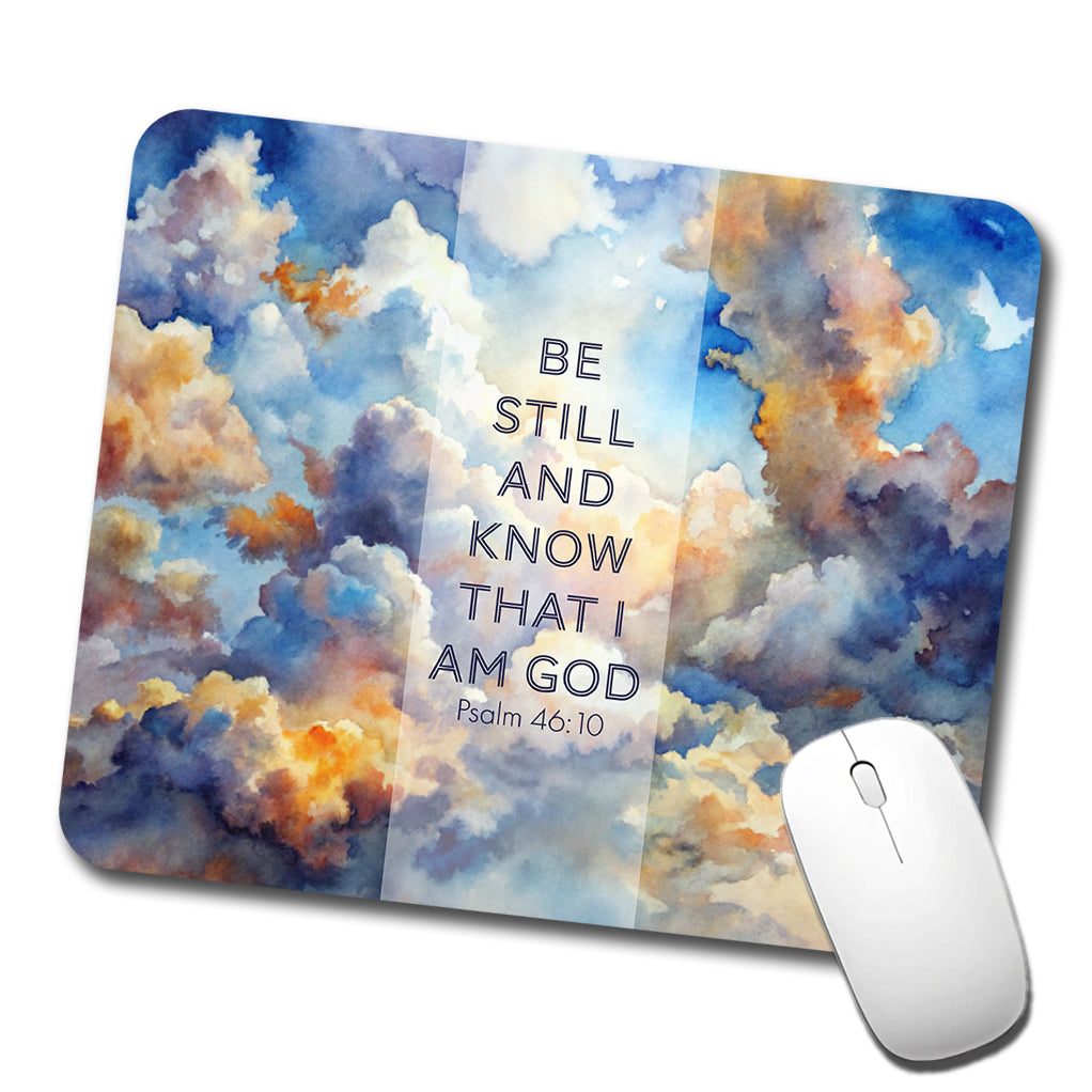 Be Still Know That I Am God Clouds Heavens Psalm Christian Inspirational Low Profile Mouse Pad Mat