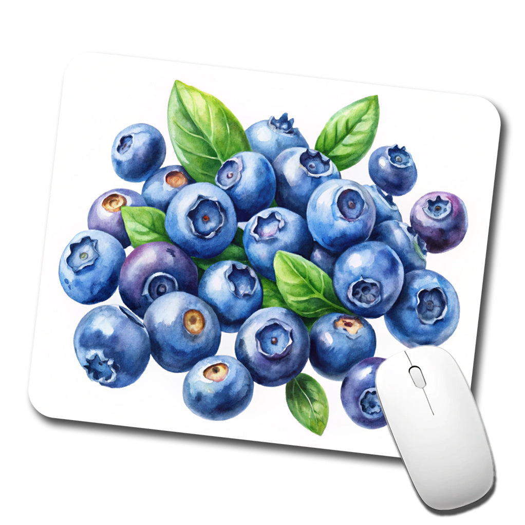 Blueberries Fruit Watercolor Low Profile Mouse Pad Mat