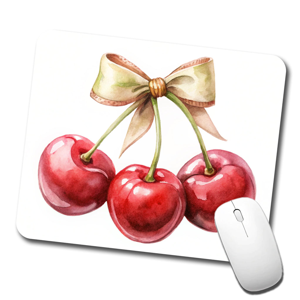 Bow Tied Around Cherries Coquette Low Profile Mouse Pad Mat