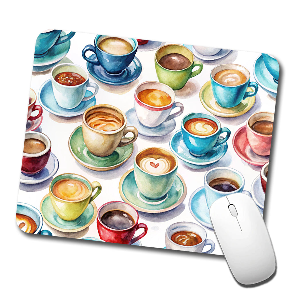 Bunch Of Coffee Cups Low Profile Mouse Pad Mat
