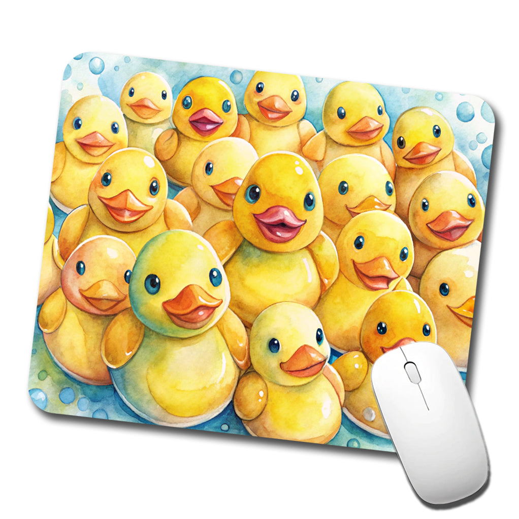 Bunch Of Cute Overlapping Rubber Ducks Low Profile Mouse Pad Mat