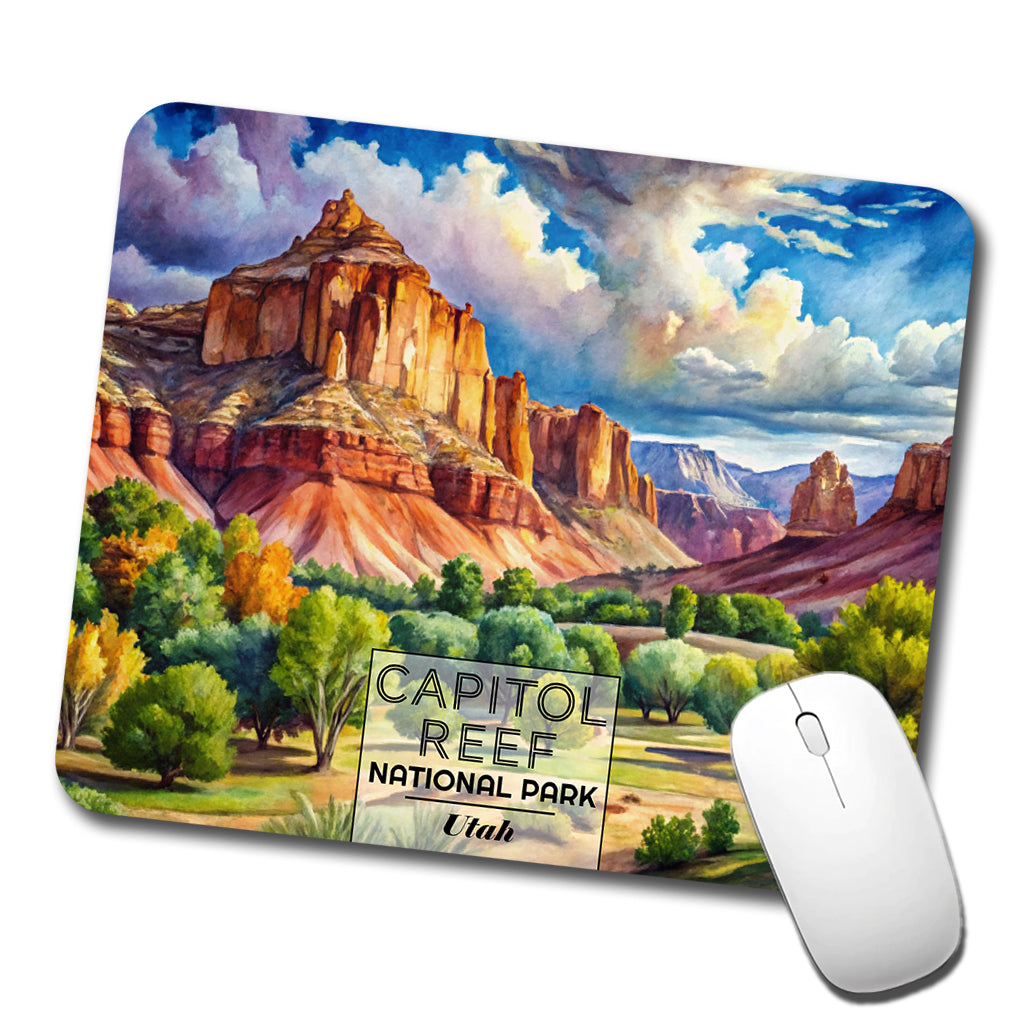 Capitol Reef National Park Utah Watercolor Low Profile Mouse Pad Mat