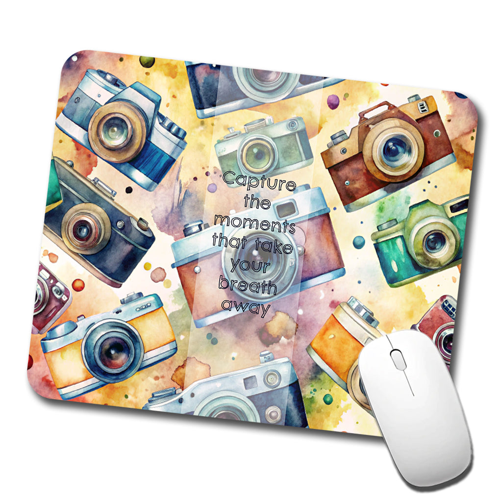 Capture Moments Take Breath Away Cameras Photography Inspirational Low Profile Mouse Pad Mat