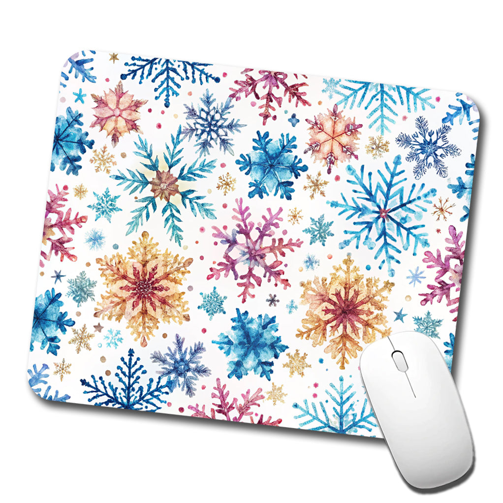 Colorful Snowflakes Winter Low Profile Mouse Pad Mat