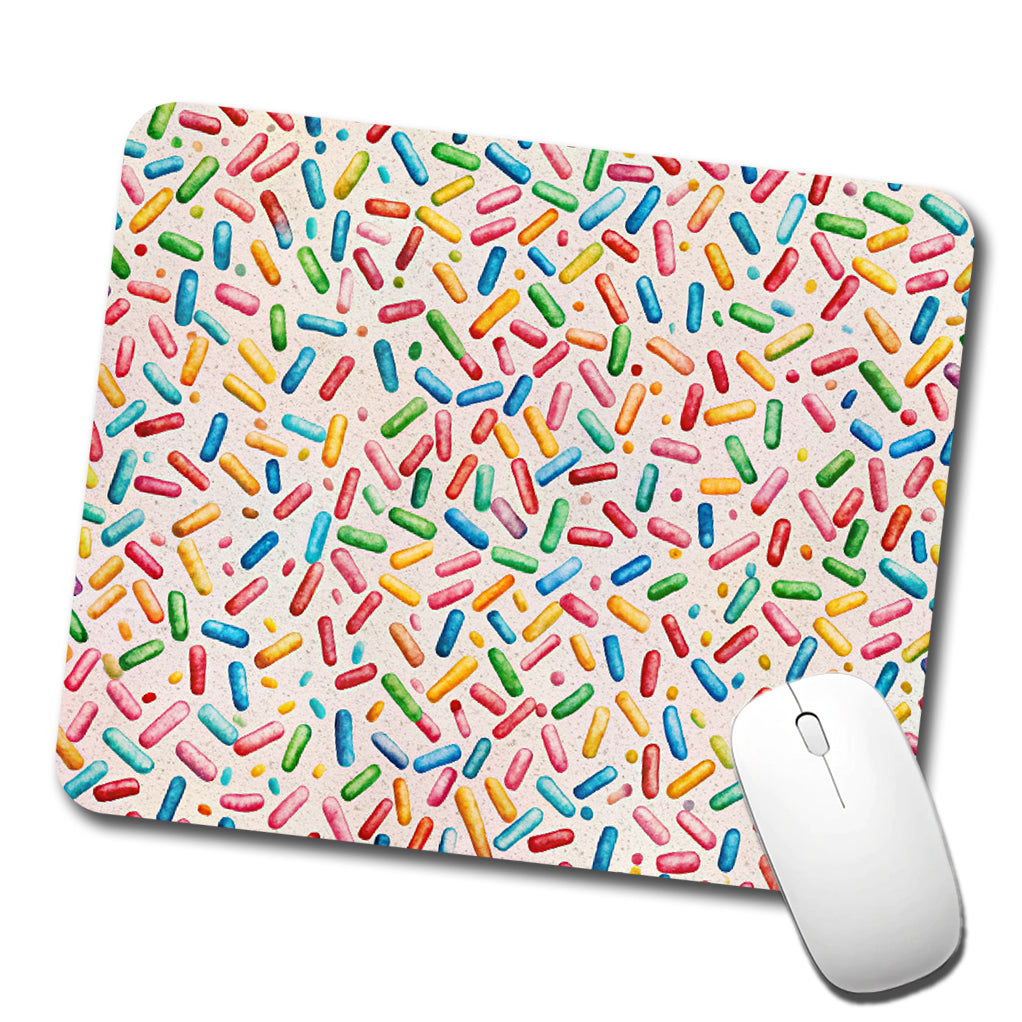 Colorful Sprinkles Ice Cream Donuts Low Profile Mouse Pad Mat