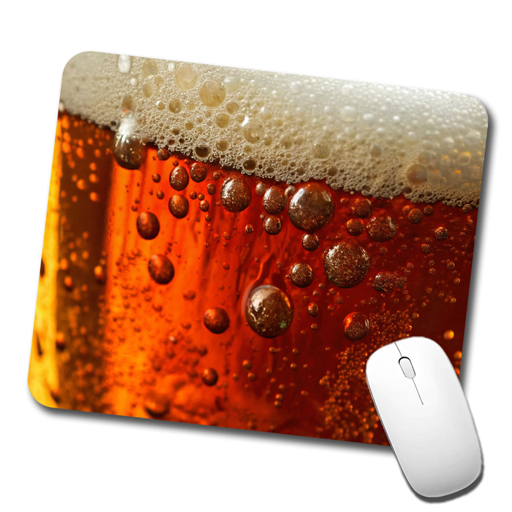 Dark Beer Closeup Foam Top Funny Low Profile Mouse Pad Mat