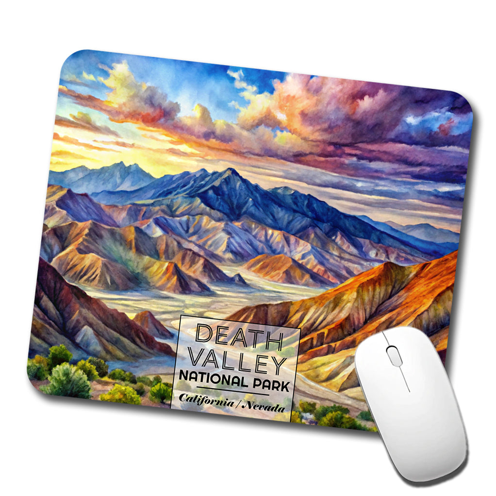 Death Valley National Park California Nevada Watercolor Low Profile Mouse Pad Mat